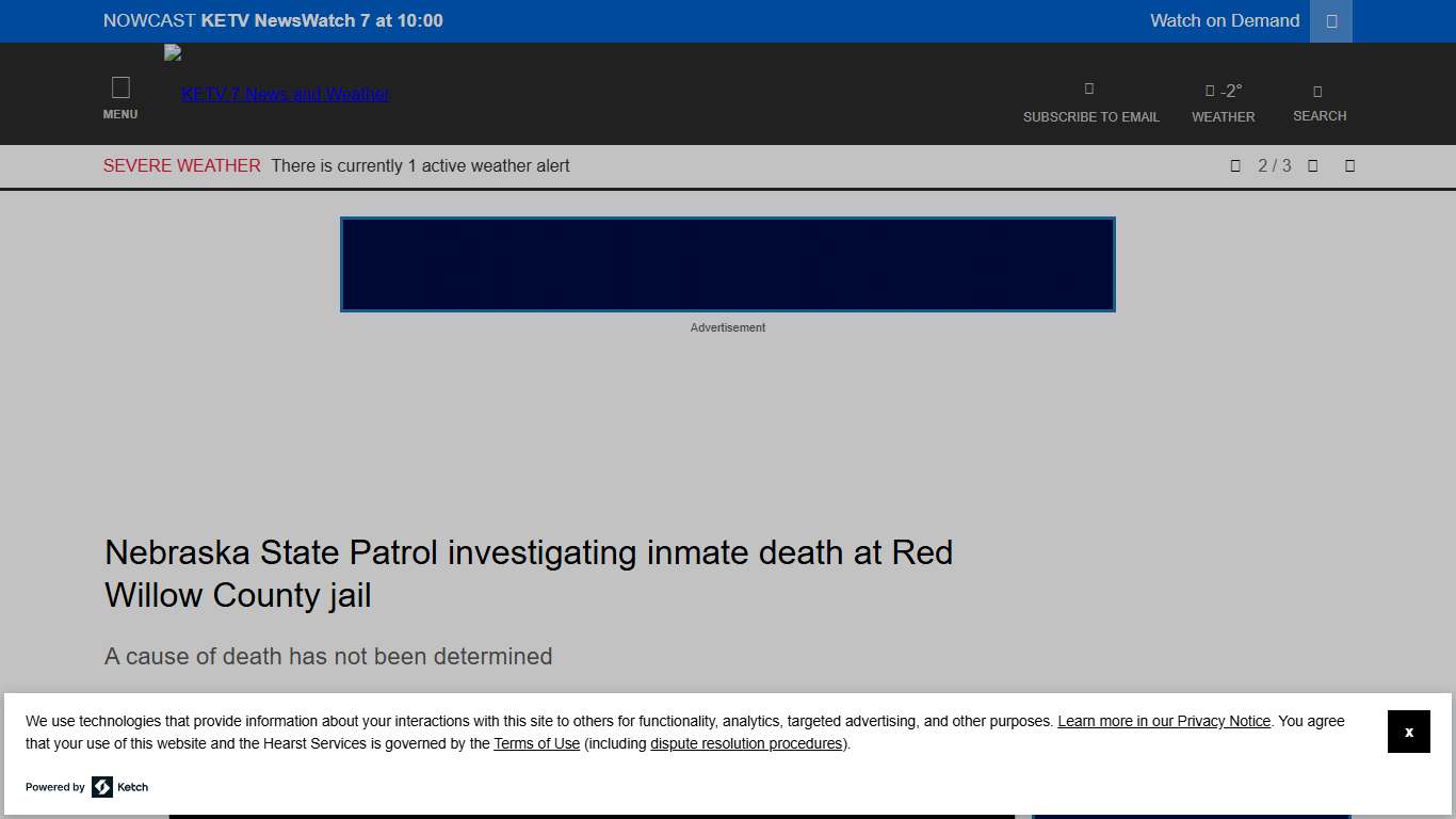 Nebraska State Patrol investigating in-custody death