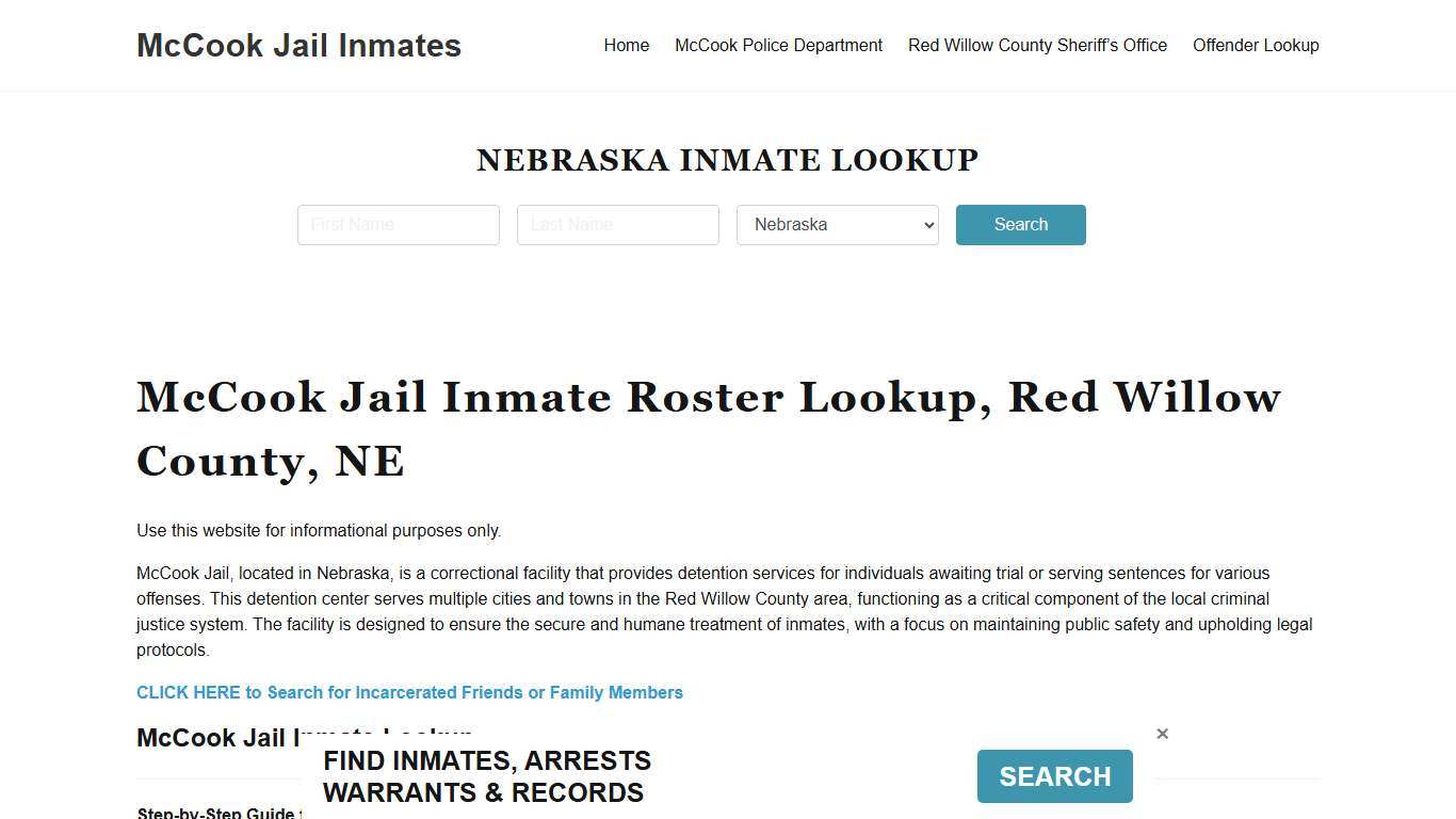 McCook Jail Inmate Roster, Red Willow County, NE, Offender Search